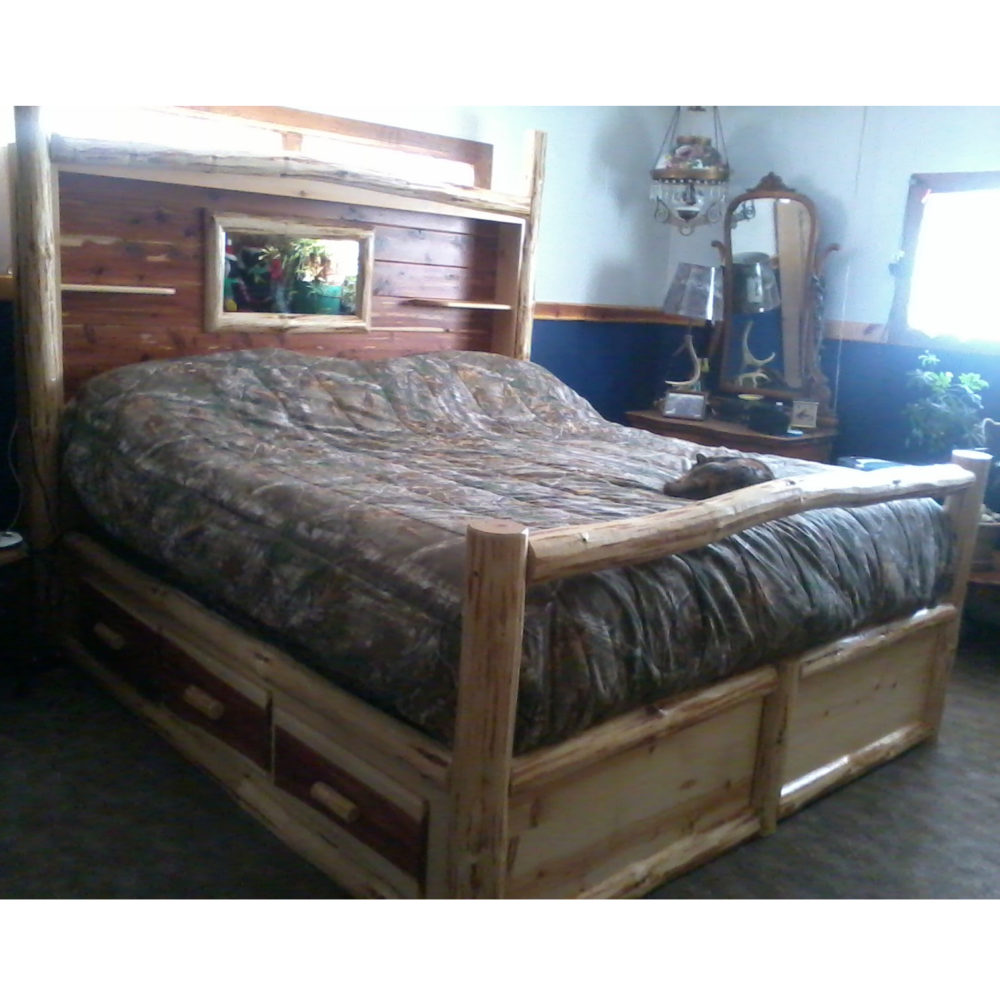 Pine Log King Size Bed Frame K&A Log Furniture & Construction